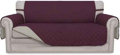 Easy-Going Reversible Couch Cover, 2 Cushion Sofa, Wine/Beige | Oversized Loveseat, Machine Washable Slipcover For Dogs, Water Resistant Mat, Living Room, Non-Slip Sofa Cover, Pet Friendly