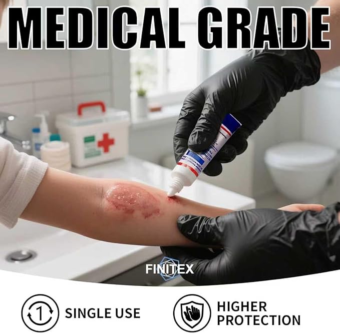FINITEX - Black Nitrile Disposable Gloves, Exam Gloves, Powder-free, Latex-free, 3mil, Case of 10 Boxes