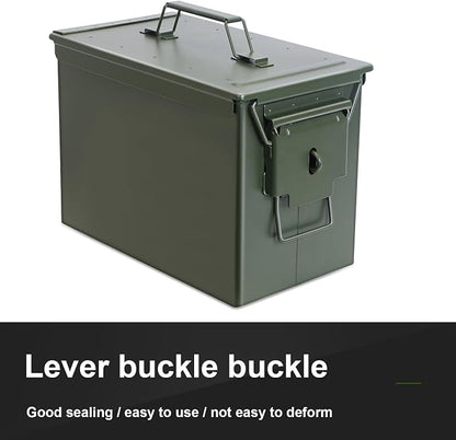 Ammo Can & Ammo Box, Fireproof & Waterproof Metal Storage Box - Perfect for Ammo, Lithium Batteries & RC Car Batteries (Without Lock, Green-12.1" 6.1" 7.5")