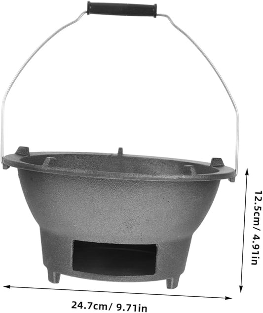 Portable Charcoal Grill Stove - Cast Iron BBQ for Indoor & Outdoor Cooking, Ideal for Camping, Picnics & Gatherings, Enhances Flavor with Charcoal Cooking