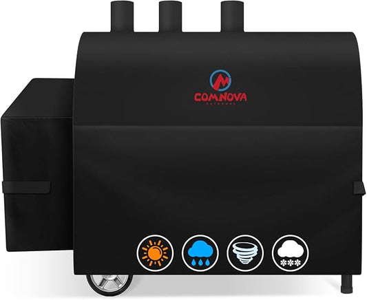 Comnova Grill Cover for Char Griller 3-Burner Dual Fuel - 600D Smoker Cover for Char Griller, Gas and Charcoal Grill Cover Fits Models 5050, 5650, CG30282825 without Side Fire Box - 65"L x 29"W x 48"H