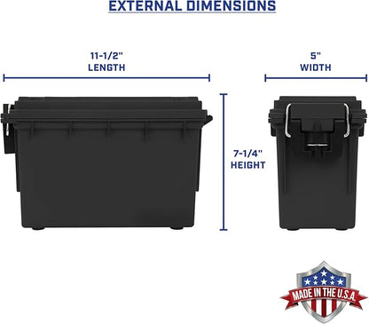 Sheffield Ammo Box Made in USA, Stackable Lockable Ammo Storage Box, Black | 2 Pack Lockable Storage Box, Water and Dust Resistant Dry Box, Secures Hunting Gear, Gun Accessories, Supplies, and Bullets
