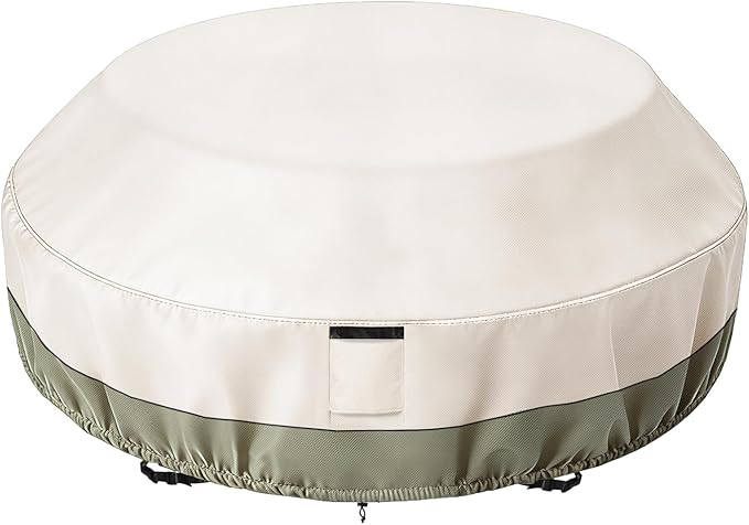 Bitubi Heavy Duty Waterproof Octagon Picnic Table Cover for 6/8-Person Outdoor Bench Patio Round Picnic Table, Beige