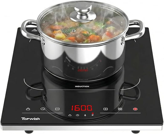 Topwish Single Burner Electric Stove, 110V-120V Portable Induction Cooktop, 1600W Countertop Stove Top Burner Hot Plate with with 10 Temp Levels, LED Display, Child Safety Lock, Timer & Auto-Shut-Off