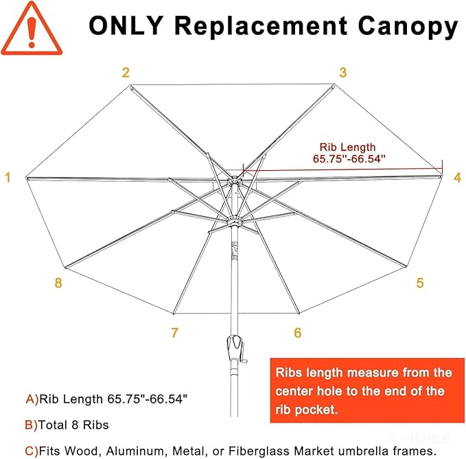 MASTERCANOPY Patio Umbrella 11 ft Replacement Canopy for 8 Ribs-Forest Green Canopy Only
