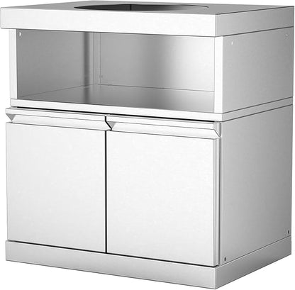 Outdoor Kitchen Egg Smoker Cabinet Without Kamado, Stainless Steel Ceramic Grill Base, Patio BBQ Island Storage Module, Egg Not Included, No Countertop