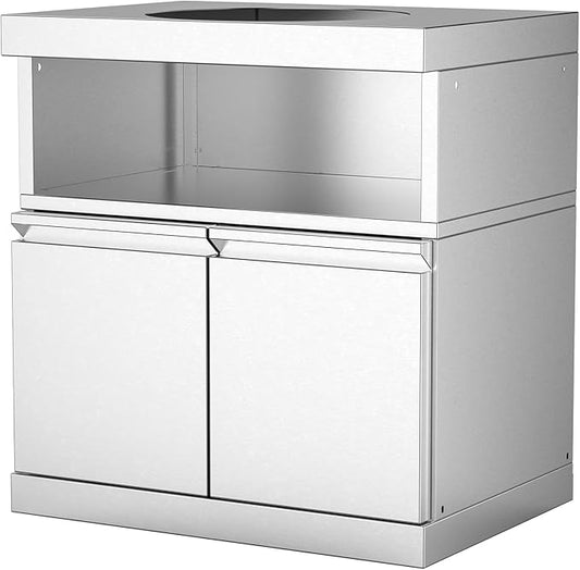 Outdoor Kitchen Egg Smoker Cabinet Without Kamado, Stainless Steel Ceramic Grill Base, Patio BBQ Island Storage Module, Egg Not Included, No Countertop