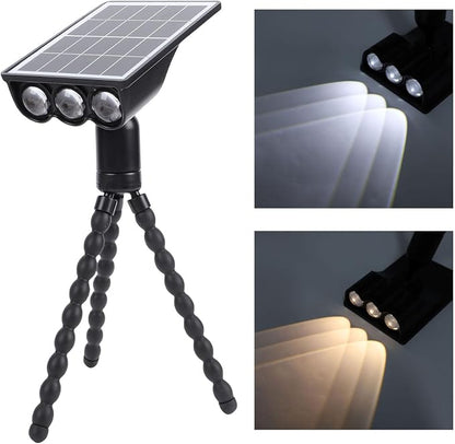 Outdoor Light with Flexible Octopus Tripod, Solar Grill Light for Deck Fence Garden Camping, Octopus Style Stand with Dual Modes and 1500mAh Battery for Patio Security