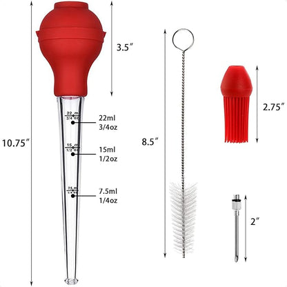 Plastic Turkey Baster Meat Injector Syringe Kit, Meat Baster for Cooking & Basting, Large Capacity Marinade Injector for Thanksgiving & Christmas Turkey Beef Pork Chicken Roasting Smoking BBQ
