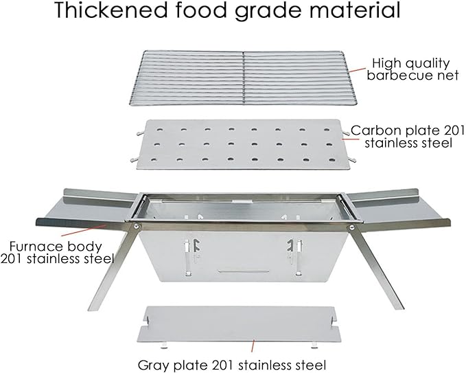 Portable Camping Charcoal Grill | Camping Grill Foldable BBQ Stove,Thickened Barbecue Thickened Barbecue For Home Use, Hiking