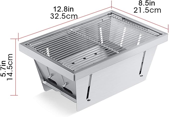 Charcoal Grill Portable Stainless Steel Grill Mini Outdoor Camping Barbecue Grill Charcoal Barbecue Grill Outdoor Commercial Folding Barbecue Tool Camping Travel