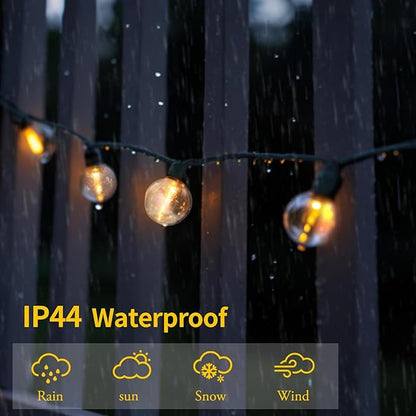 Vigdur Outdoor String Lights 21FT Patio Lights with 35 Shatterproof G40 Plastic Bulbs, Outside Hanging Light Waterproof for Porch Deck Garden Backyard Party