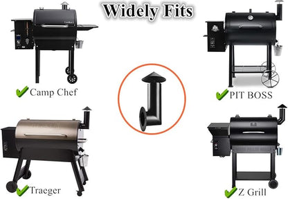 SafBbcue Pellet Grill Smoke Stack Compatible with Pit Boss, Camp Chef, Z Grills and Other Pellet Smokers Grills Chimney, Upgraded Porcelain Steel Smoke Stack Kits for Traeger Smoke Stack, Black