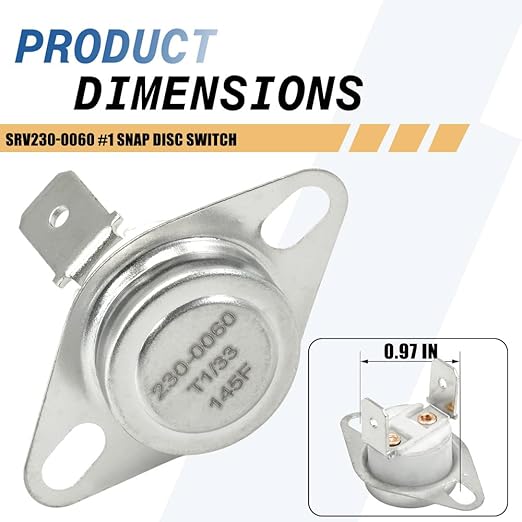 2-Pack SRV230-0060#1 Snap Disc Switch - 145°F Convection Blower Sensor Compatible with Quadra-Fire Pellet/Wood Stoves Replaces 812-0320