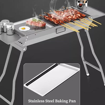Grills Outdoor Cooking Charcoal, Stainless Steel Coating BBQ Grill Small Charcoal, Portable Charcoal Grill for Party Picnic Travel Home,RV Outdoor Cooking Use (Color : /Gray, Size : D)