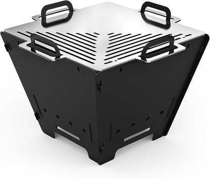 2 IN 1 BBQ Charcoal Grill & Fire Pit,15" Detachable Fire Pit, Portable Yakitori Hibachi Grill, Barbecue Stove for Camping Picnic Patio Backyard Tailgating, GS356
