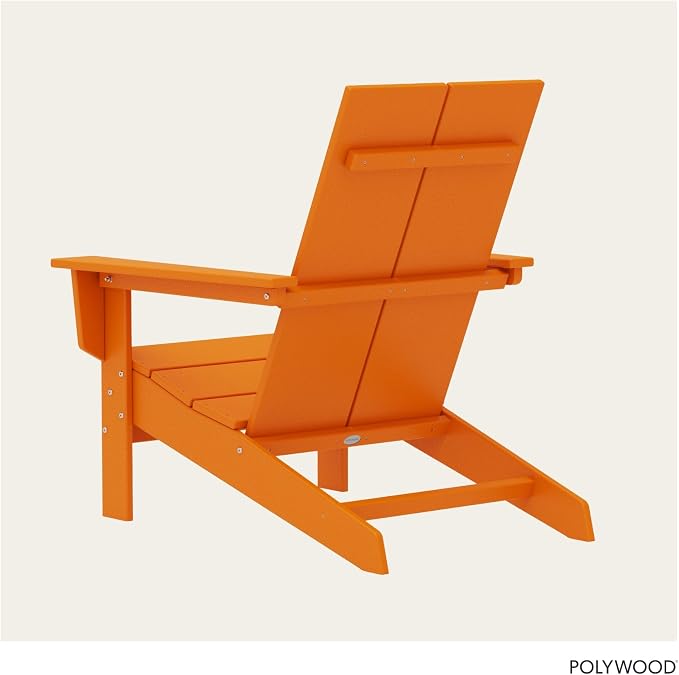 POLYWOOD Contemporary Modern Oversized Adirondack Chair in Tangerine