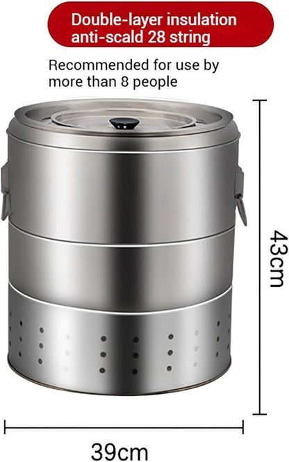 Smokeless Barbecue Hanging Grill, Stainless Steel Charcoal BBQ Stove Charcoal Braised Grill Barrel, Portable 360° All Round Roasting Oven for Outdoor Indoor