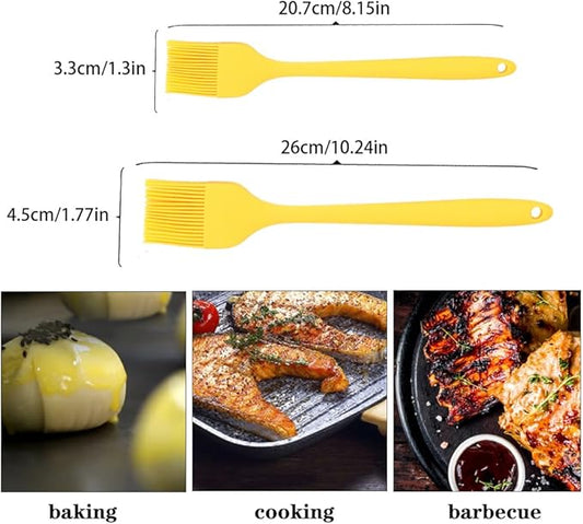 Silicone Basting Pastry Brushes Set, 2 Pcs Heat Resistant Kitchen Cooking Baking Brush for Oil Butter Sauce BBQ Grill, BPA Free, Dishwasher Safe, 8&10 inch