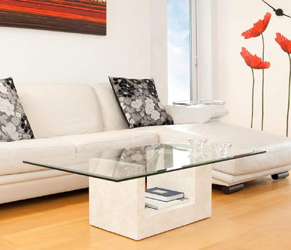 Tempered Glass Table Top 48 Inch Square Beveled Edge Clear Surface 1/2 Inch Thick for Home Office or Outdoor Furniture by fab Glass and Mirror