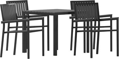 Flash Furniture Poly Resin Indoor/Outdoor Seating, Black, 5-Piece Set | Table and 4 Chairs, Commercial Grade, Indoor/Outdoor Use