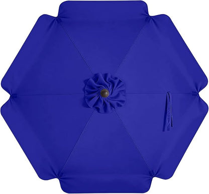 MASTERCANOPY Valance Patio Umbrella 7.5 ft Replacement Canopy for 6 Ribs-Blue Canopy Only