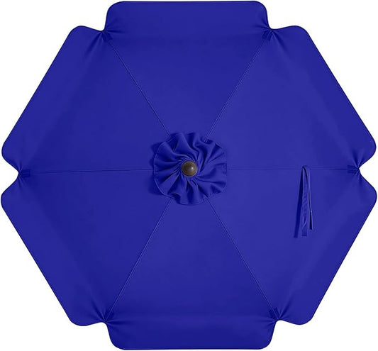 MASTERCANOPY Valance Patio Umbrella 7.5 ft Replacement Canopy for 6 Ribs-Blue Canopy Only