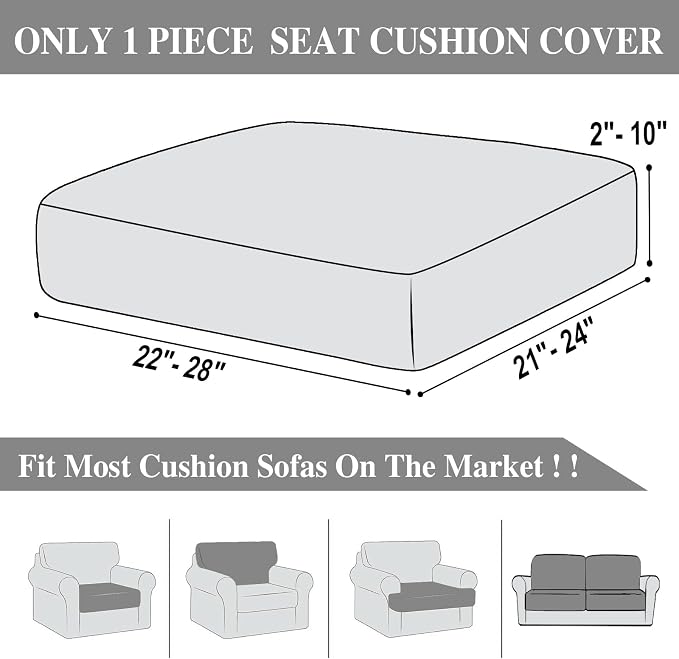 LA MEACK Couch Cushion Cover Seat Cushion Cover Stretch Armchair Cover Separate Sectional Sofa Slipcovers Furniture Protector(1 Piece for Seat or Sofa Backrest, White)