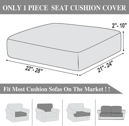 LA MEACK Couch Cushion Cover Seat Cushion Cover Stretch Armchair Cover Separate Sectional Sofa Slipcovers Furniture Protector(1 Piece for Seat or Sofa Backrest, White)
