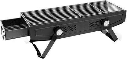 Portable charcoal grill, outdoor grill, folding portable grill, suitable for garden outdoor cooking barbecue camping picnic (Color : Black), 461488