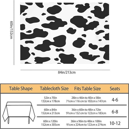TKS MITLAN Black White Milk Cow Spots Tablecloth 60x84 Inch Rectangular Animal Skin Texture Oblong Table Cloth Kitchen Table Decorations for Home Dinner Party