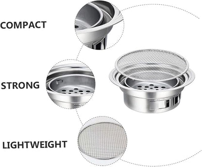 Luxshiny Portable Stainless Steel Mini Bbq Stove Charcoal Grilling Stove with Grill Rack Small Outdoor Barbecue Grill for Picnic and Housewarming