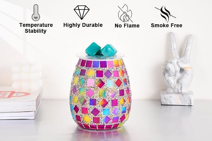 DICIMI Cute Wax Warmer, Wax Melt Warmer Electric with Night Light, Mosaic Oil Burner for Home Decor, Wax Burner for Scented Wax, Aromatherapy Wax Warmer, Ideal Gift for Women