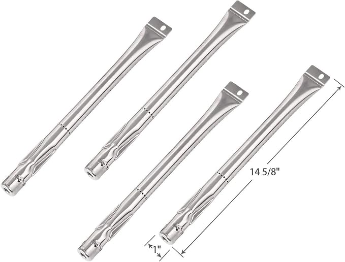 Replacement Parts for Grill Master 720-0697 BBQ Grill, Burners and Heat Plates Replacement for Grillmaster 720-0697, 4-Pack Replacement Porcelain Steel Heat Plates Heat Deflectors and Burner Tubes