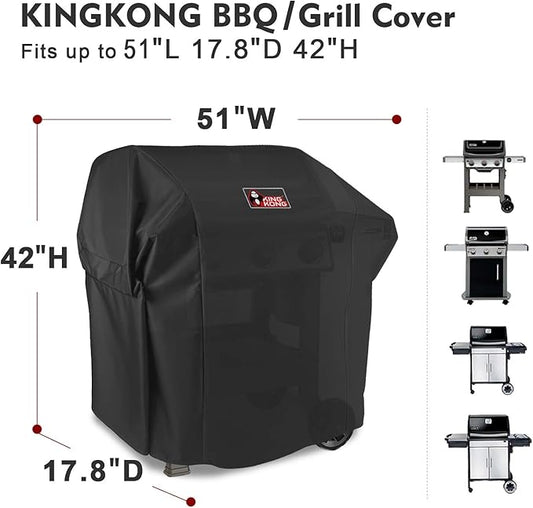 Kingkong 7139 Grill Cover for Weber Spirit II 300 and Spirit 200 Series (with Side Mounted Controls) Gas Grill Including Brush, Tongs and Thermometer