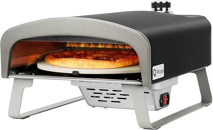 Gas Pizza Oven with Automatic Rotating Stone, Portable Propane Gas Grill Oven for Outdoor Cooking Kitchen Backyard Party Beach RV Tailgating Camping, PS102