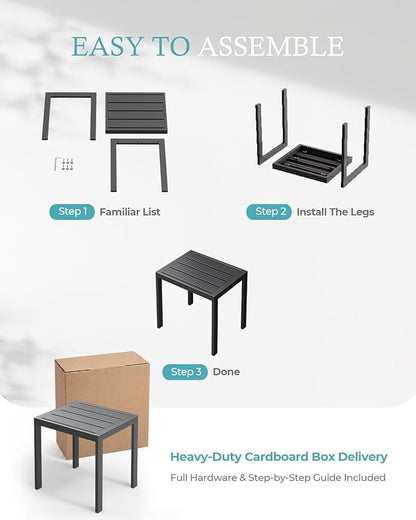 Ciokea Aluminum Foldable Lounge Chairs Set of 4 with 3 Outdoor Aluminum Side Table, Perfect Match, Suitable for Courtyard, Balcony, Lawn and Other Scenes, Navy Blue