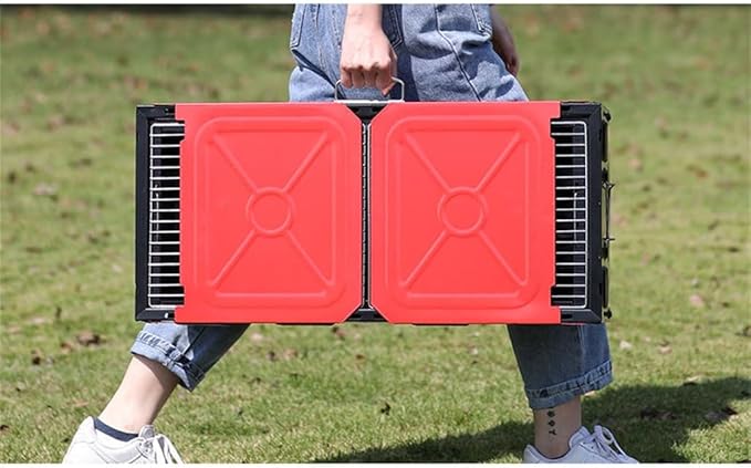 Portable Charcoal Grill for Camping BBQ, Outdoor Barbecue Grill with Folding Stainless Steel Rack, Camping Grill Stove,65 * 30 * 68Cm-D