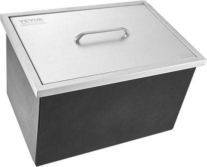 VEVOR Drop in Ice Chest, 20" L x 14" W x 12" H Stainless Steel Ice Cooler, Commercial Ice Bin with Cover, 40 qt Outdoor Kitchen Ice Bar, Drain-Pipe and Drain Plug Included, for Cold Wine Beer | Commercial Ice Bin with Cover, 40 qt Outdoor Kitchen Ice B...