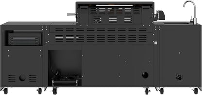 KoolMore Reserve Outdoor Kitchen Island with 6 Burner Grill and a Side Burner, Sink, Storage Cabinet, and Beverage Refrigerator, CSA Listed in Sleek Black