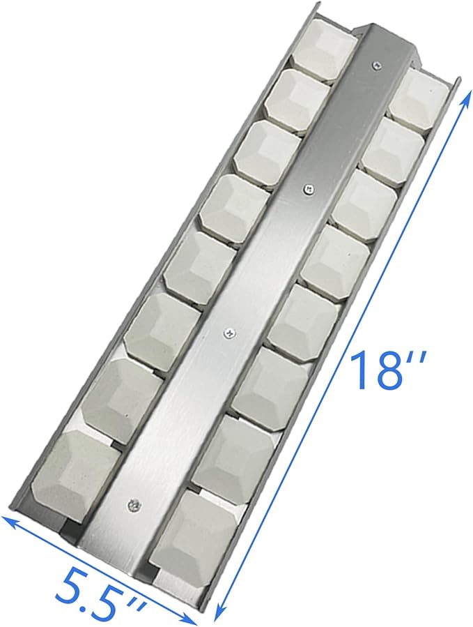 032370 Ceramic Briquette Tray 4 Heat Plates, Burner Cover with briquettes Replacement for Viking VGBQ33603RESS, VGBQ53024, VGBQ53624, VGBQ54224 Gas Grill 18" X 5-1/2"