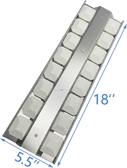 032370 Ceramic Briquette Tray 4 Heat Plates, Burner Cover with briquettes Replacement for Viking VGBQ33603RESS, VGBQ53024, VGBQ53624, VGBQ54224 Gas Grill 18" X 5-1/2"
