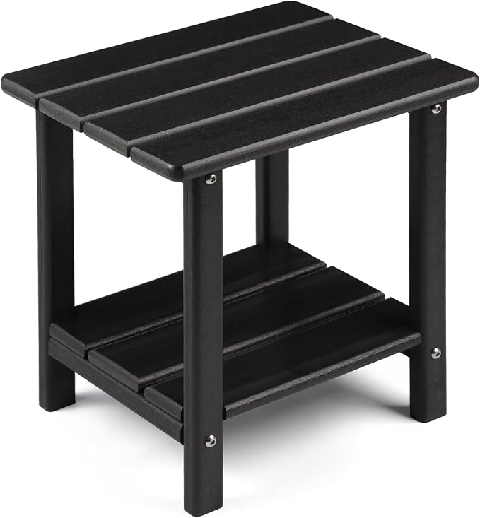 Apolimi Adirondack Outdoor Side Table, 2-Tier Sturdy Patio End Table Weather Resistant, 16.5" Solid Side Table for Patio, Pool, Porch