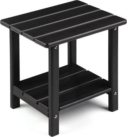 Apolimi Adirondack Outdoor Side Table, 2-Tier Sturdy Patio End Table Weather Resistant, 16.5" Solid Side Table for Patio, Pool, Porch