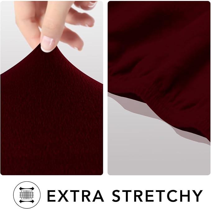 PureFit Stretch Oversized Loveseat Covers Couch Covers for Sofa Wine