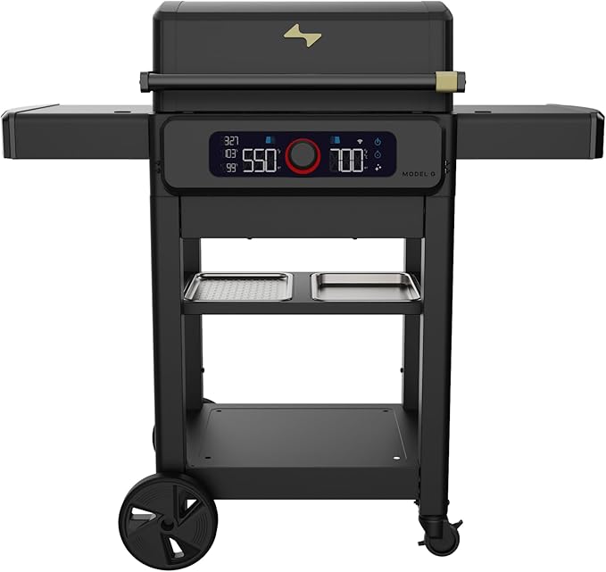 Current® Model G+ Dual Zone Electric Grill, Smart Electric Outdoor Grill with 200-700°F Range for Searing & Roasting, Independent Heat Zones, Apartment-Friendly & Weather-Resistant, Eclipse
