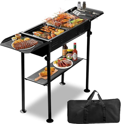 Portable Charcoal Grills for Outdoor BBQ, Foldable Kabob Barbecue Grill for Camping BBQ Griddle Lamb Skewer in Garden Backyard Party Picnic Travel Outdoor Cooking