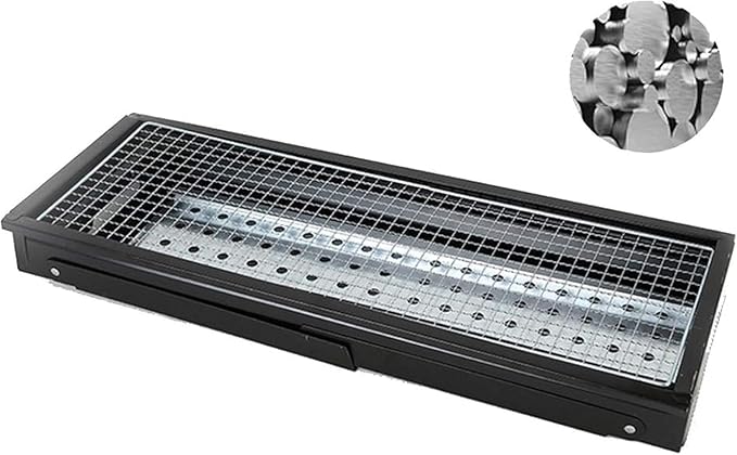 Portable Charcoal Grill Black Metal Foldable BBQ Grills Outdoor Cooking Charcoal Barbeque for Picnic Camping Patio Backyard Cooking 23.62 times 8.66 times 12.99 inch BBQ Gri