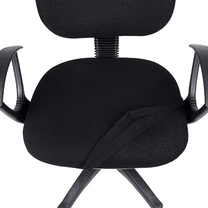Smiry Stretch Jacquard Office Computer Chair Seat Covers, Removable Washable Anti-dust Desk Chair Seat Cushion Protectors - Black (Pack of 2)