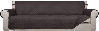 PureFit Reversible Quilted Couch Covers for Dogs Sofa Cover 4 Seater 88" | Chocolate/Chocolate, Water Resistant Couch Protector, Washable Pet Couch Cover with Non Slip and Elastic Straps For Kids